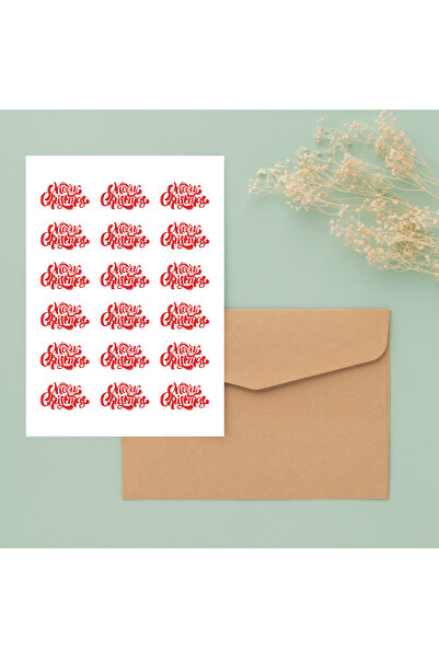 Bimotif Yılbaşı merry christmas yazılı sticker, 20 adet (1 sayfa)
