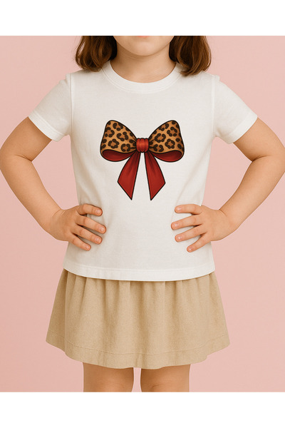TREND YANKI Unisex Children's T-Shirt (Leopard Ribbon)