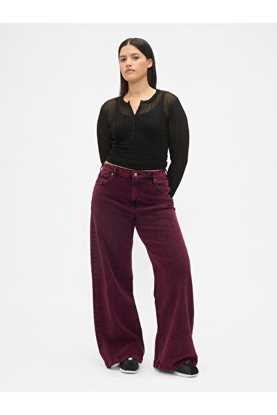 GAP Kadın Koyu Pembe High Rise Stride Wide-Leg Jean Pantolon