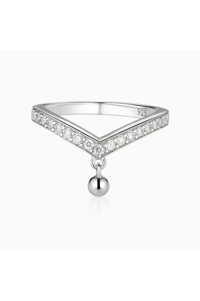 Diamonfire Ασημένιο γυναικείο δαχτυλίδι με ζιρκόνια, σε σχήμα V 611870