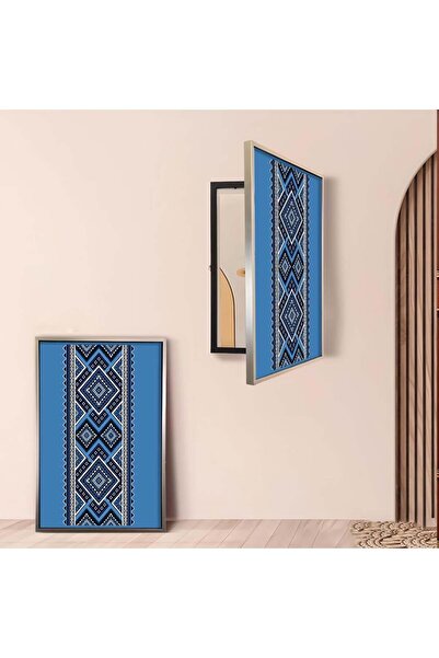 Marktna Canvas panel to cover the electrical panel with a Najdi design and a hollow golden frame