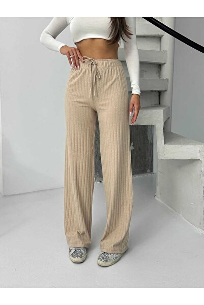 albaroda Γυναικείο Μπεζ Χοντρό Παντελόνι & Φούτερ κοτλέ