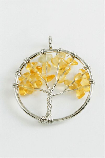 ZERO LAND قلادة من حجر العقيق الطبيعي على شكل قلب (223029) - أصفر