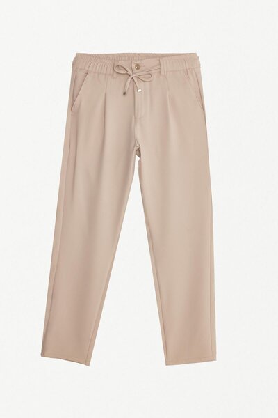 Tudors Men's Slim Fit Slim-Fit Elasticated Stone Trousers with Lace-Up Detail