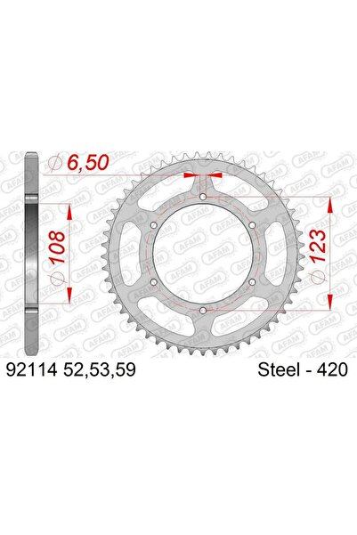 AFAM Pinion spate standard din oțel 92114 - 420 - 92114-59 pentru motociclete