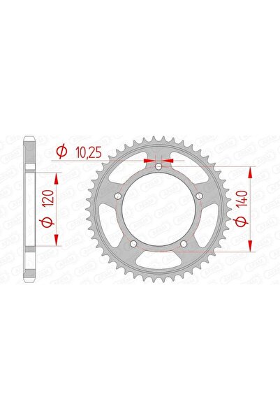 AFAM Pinion spate standard din oțel 14604 - 525 - 47 dinți (pentru motociclete)