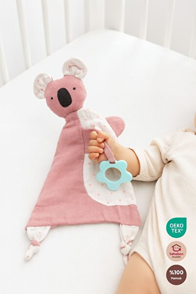 Bebekevi Diş Kaşıyıcılı %100 Pamuk Müslin Uyku Arkadaşı Pembe