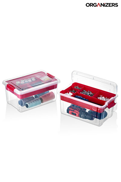 ORGANİZERS صندوقان للتخزين سعة 9 لترات مع أغطية مقفلة - خاليان من مادة BPA