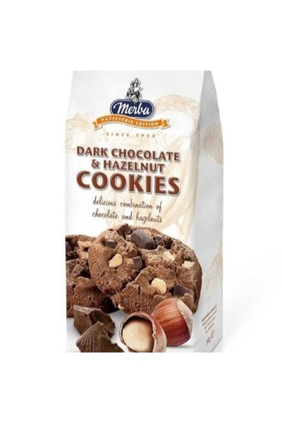 Merba بسكويت الشوكولاتة الداكنة والبندق 4 × 200 غرام