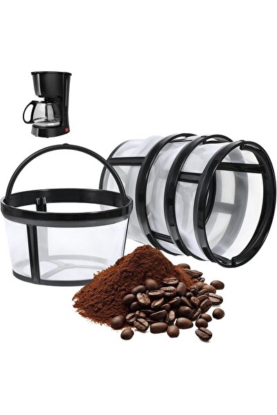 Yelajoy 4 قطع من فلاتر القهوة، قابلة لإعادة الاستخدام مع فلتر على شكل سلة بمق...