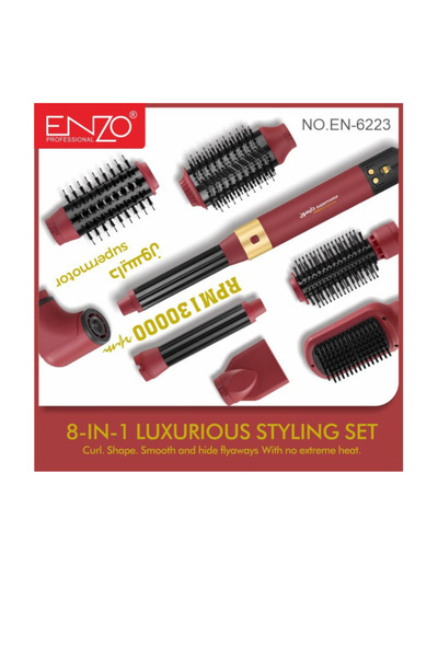 Enzo Professional 8-in-1 Hair Styling Set (1500W, 13000 RPM, Luxury Case)
