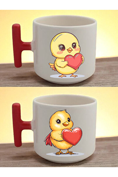 lili hediyelik طقم أكواب لاتيه من قطعتين بتصميم الكتاكيت - هدية عيد ميلاد للس...