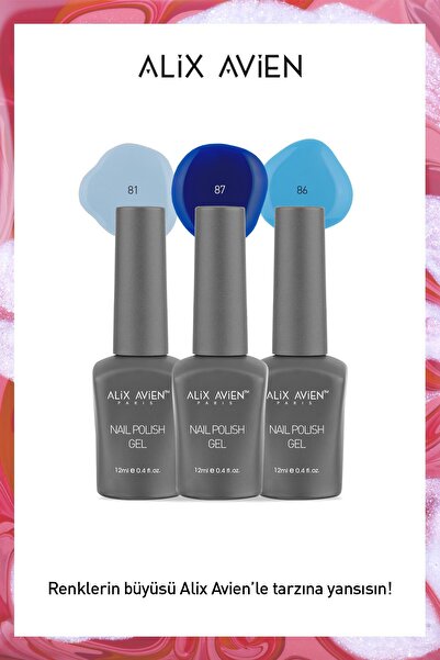 Alix Avien Yüksek Pigmentasyonlu Yoğun Renk Veren Protez Tırnak UV 3'lü Kalıcı Oje Set - Nail Polish Gel Set 03