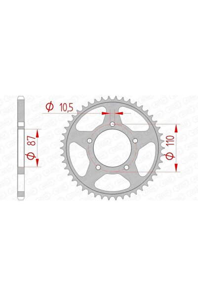 AFAM Pinion spate standard din oțel 14405 - 520 - 46 dinți pentru motociclete