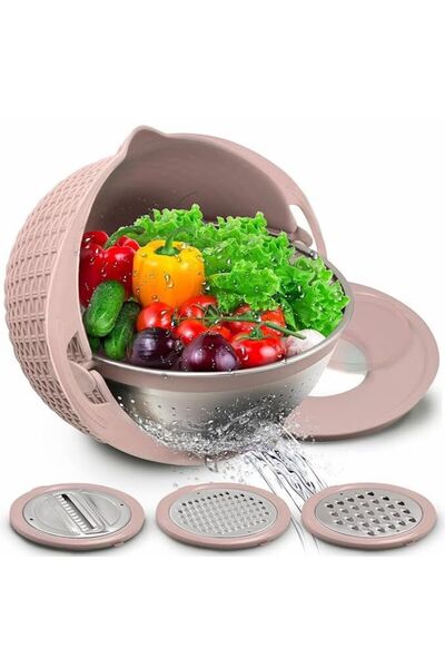 Impact Vision 4 in 1 Kitchen Grater, 360° Rotating Colander, 4 Pieces, Pink, Impact Vision®