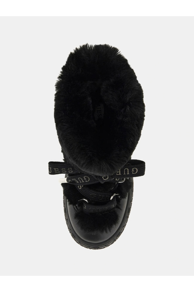 Guess Kadın Unessa Kürk Detaylı Platform Bot - Siyah