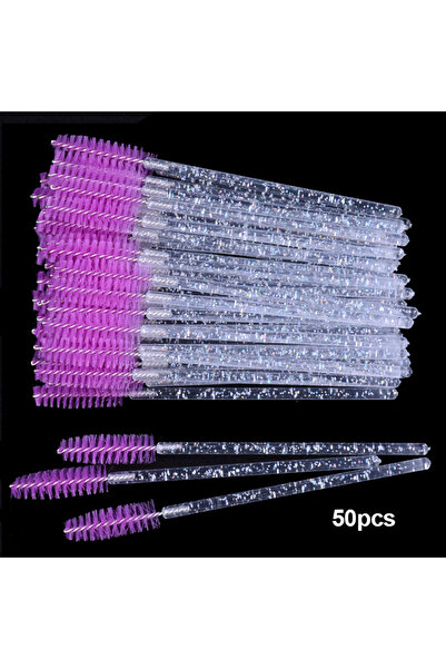 Choice8 white purple 50Pcs Disposable Micro Glitter Eyelash Mascara Wands Mini Crystal Eye Lashes Brush Comb