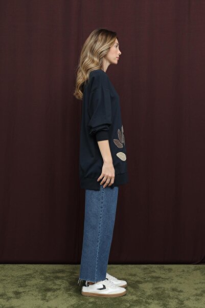 Puane Women's Floral Embroidered Tunic - 10721Tun - Navy