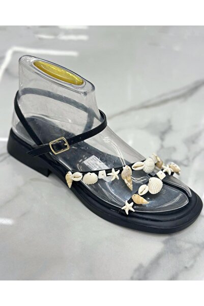 Zuum Palmora Women's Sandals with Seashell Detail - Black