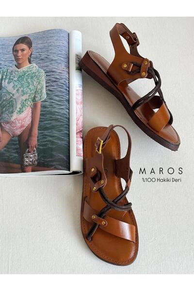 Zuum Maros 100% Genuine Leather Women's Sandals - Tan Leather