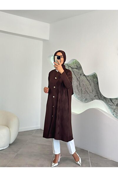 Armine Trend Baklava Desenli Hırka 25YTD4124 Kahverengi