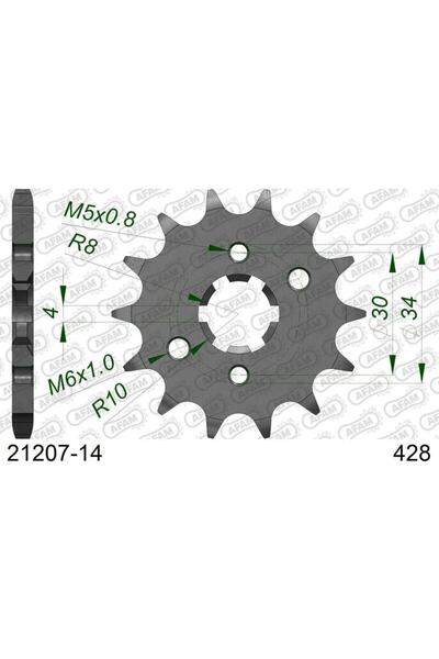AFAM Pinion față din oțel 21207 - 428 - 14T (moto)