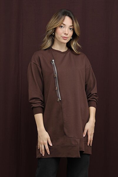 Puane Γυναικείο τουνίκ με κέντημα και φερμουάρ - 10735TUN - ΚΑΦΕ