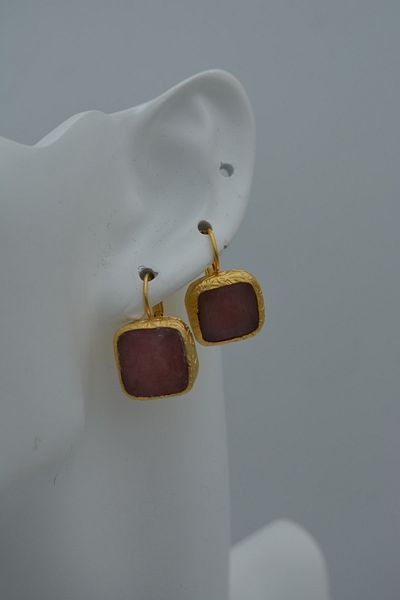 Stoneage Pink Quartz Handmade Earrings