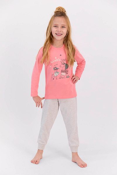 ROLY POLY Rolypoly Winter Love - Girl's Coral Patterned Long Sleeve Pajama Set