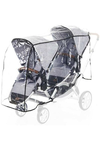 Mutluçocuk Mutlu Child Lux Twin Baby Stroller Raincoat (front-back)