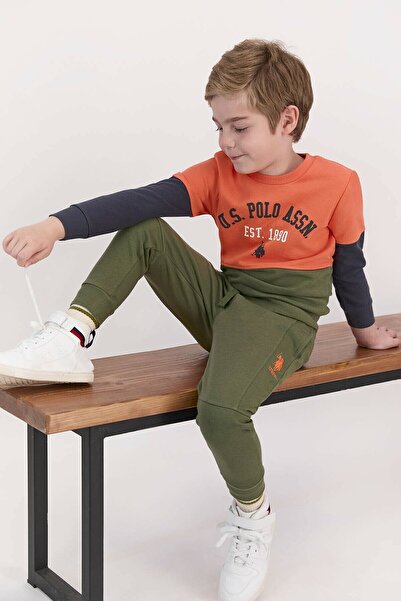 U.S. Polo Assn. Boy's Orange Tracksuit Set