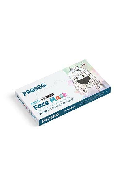 Proseg Kız-erkek Çocuk Unisex Meltblown Filtreli 3 Katlı Telli Siyah Çocuk Ma...