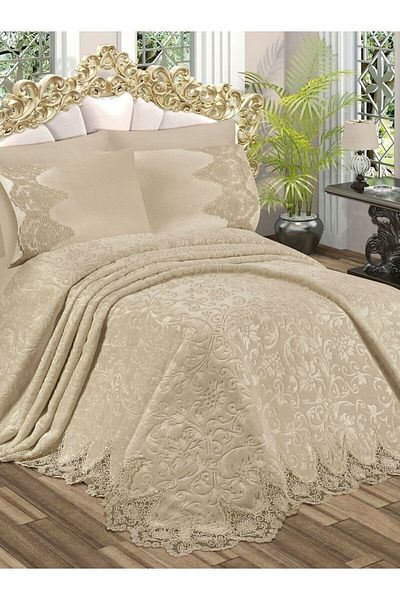 NİVEMESHOME MOBİLYA PERDE HALI ÇEYİZ Ebru 6 Piece Capicino Ranseless Blanket Set Royal Home