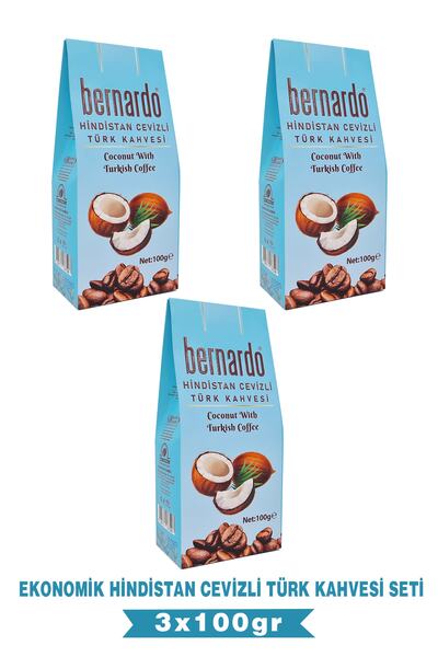 Bernardo 3lü Hindistan Cevizli Türk Kahvesi Ekonomik Set 100grx3