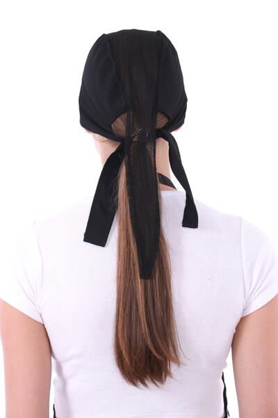 EURO DAY Mutfak Bandanası Üstü Fileli Siyah Unisex Aşçı