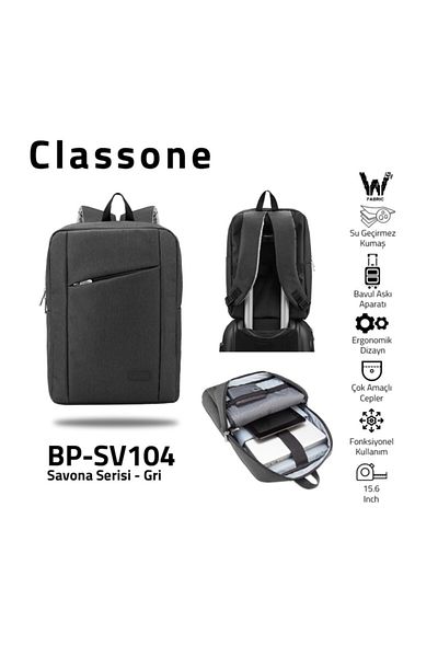 Classone حقيبة ظهر متوافقة مع الكمبيوتر المحمول Bp-sv 100 Savona مقاس 15.6 بوصة (رمادي داكن)
