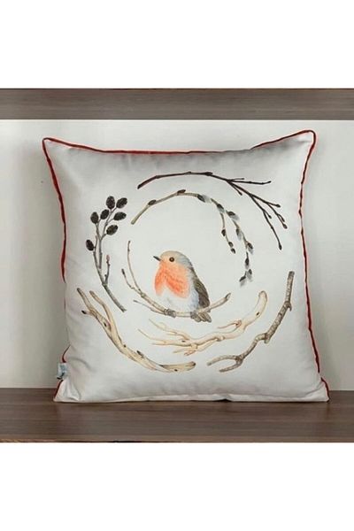 KIRLENTİM E743 Patterned Throw Pillow Cover with Bias on the Edges and Double Sides