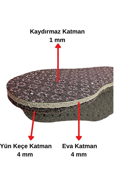 ipekbazaar 3 Çift Hobi Örgü Panduf Patik Tabanı Kaydırmaz -eva- Yün Keçe 3 Katlı Delikli Patik Tabanlığı