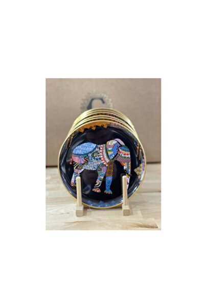 Glore Elephant Siyah 6'lı 21 Cm Pasta Tabağı Seti