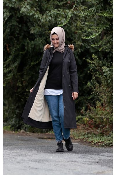 Zey&Ka Butik Large Size Waterproof Waist-Tied Coat Jacket