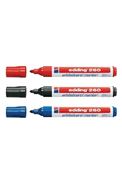 Edding 260 Yazı Tahtası Kalemi 3'lü Siyah + Kırmızı + Mavi