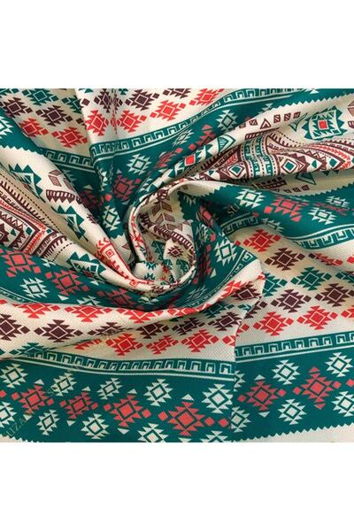 SUZANİ Mint Etnik Desenli Dijital Baskılı Kumaş Kms-1085