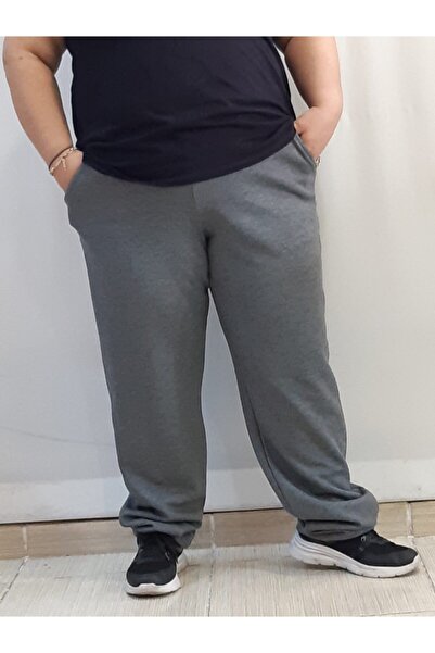 Mertcan Butik Smoked Steel Knitted Trousers with Elastic Waist Pockets