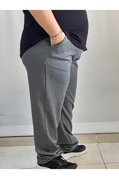 Mertcan Butik Smoked Steel Knitted Trousers with Elastic Waist Pockets