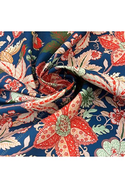 SUZANİ Kırmızı Çiçek Desenli Dijital Baskılı Kumaş Kms-1170