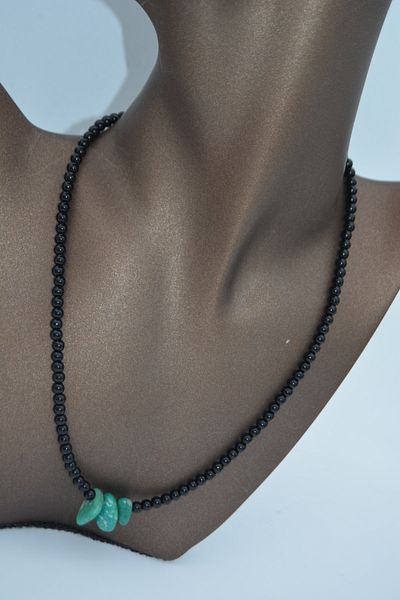 Stoneage Amazonite and Onyx Stone Healing Necklace