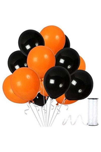 Vip-Aksesuar Metallic Balloon Orange Black 25 Pieces