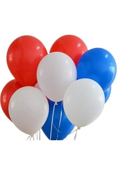 Vipfoni Metallic Balloon Blue - Red - White 10 Pieces