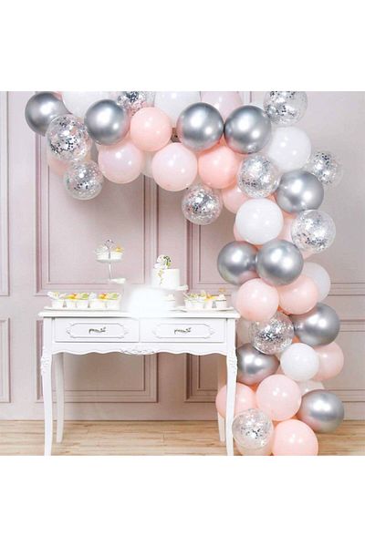 KBK MARKET Salmon Color Birthday Balloon Chain Set
