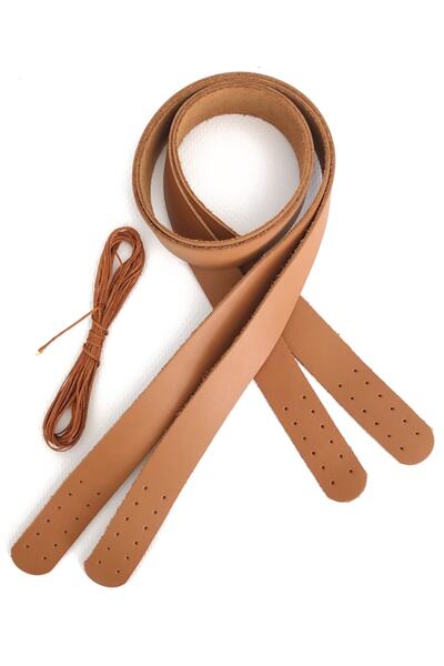 alfa tasarım atölyesi Hakiki Deri Dikilebilir Çanta Sapı (ÇİFT/75 CM) - Camel...